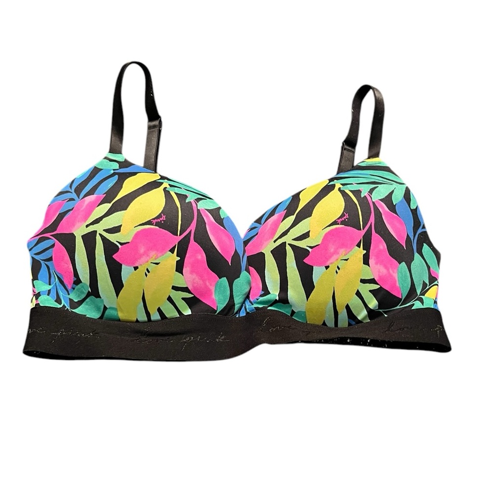 Pink by Victoria's Secret 34D Colorful Leaf Print Bra. GUC